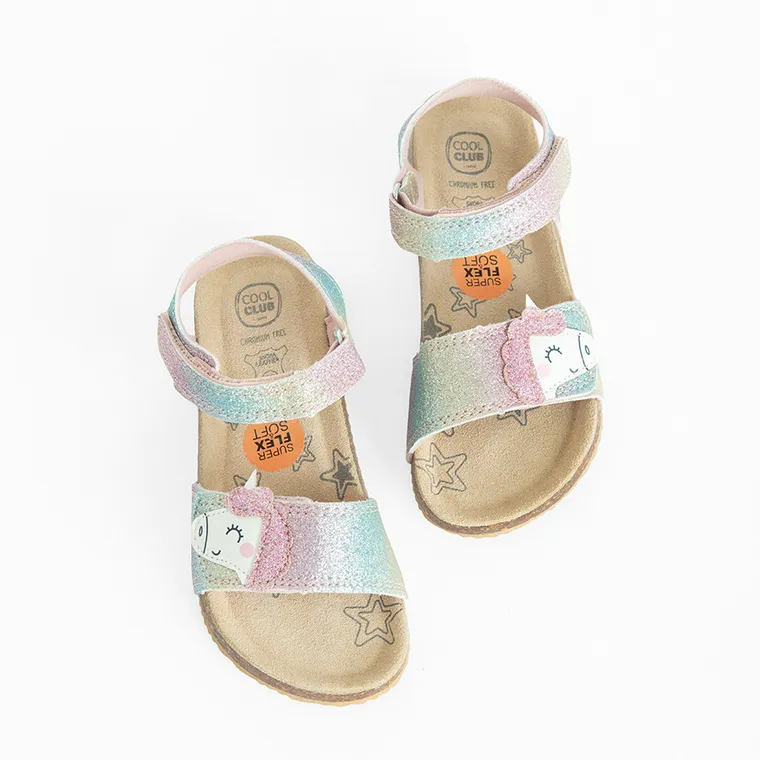 Cool Club, Sandały dziewczęce, skórzana wkładka, mix