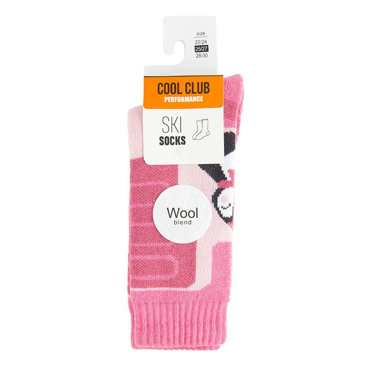 Cool Club, Skarpetki narciarskie dziewczęce z wełną, różowe