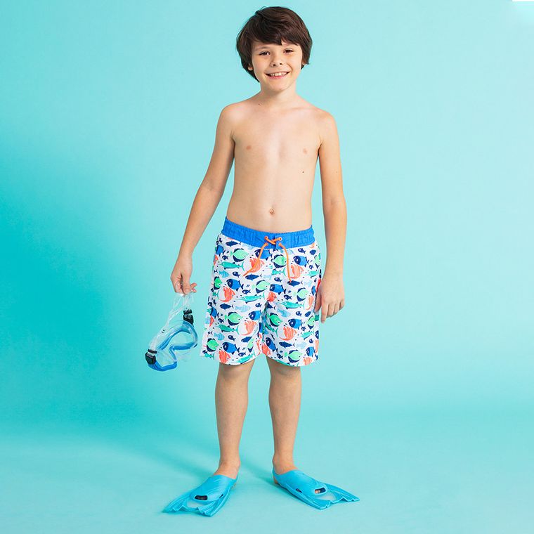 Cool Club, Spodenki kąpielowe chłopięce, ryby, białe