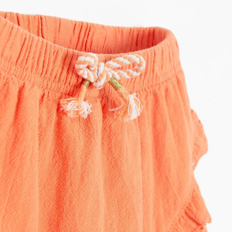 Cool Club, Spódnico-spodenki dziewczęce z lnem, pomarańczowe