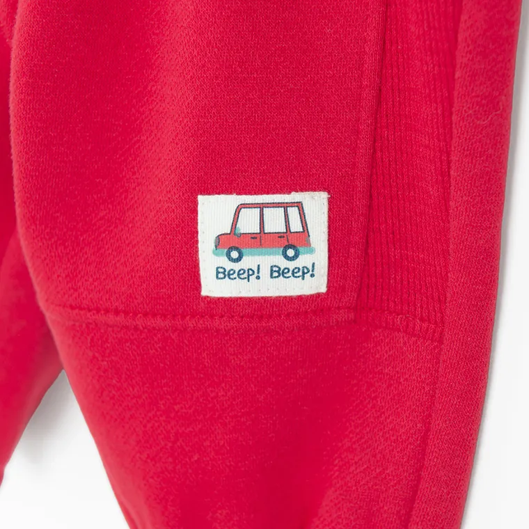 Cool Club, Spodnie dresowe chłopięce, baggy, ocieplane, czerwone