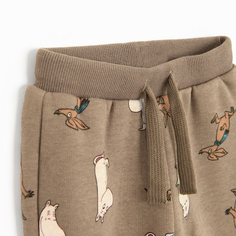 Cool Club, Spodnie dresowe chłopięce, brązowe, Muminki