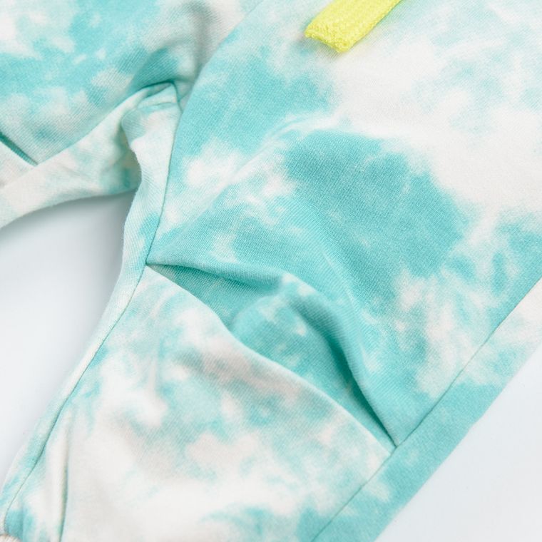 Cool Club, Spodnie dresowe chłopięce, ecru-turkusowe