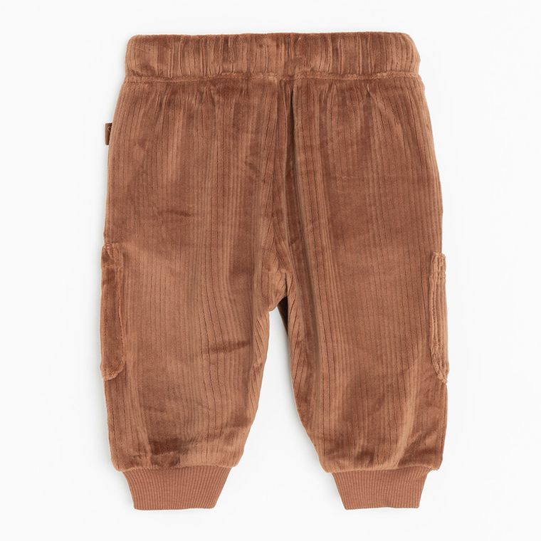 Cool Club, Spodnie dresowe chłopięce, welurowe, brązowe