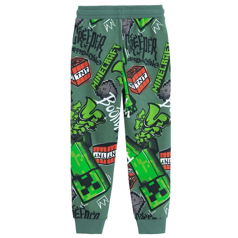 Cool Club, Spodnie dresowe chłopięce, zielone, Minecraft