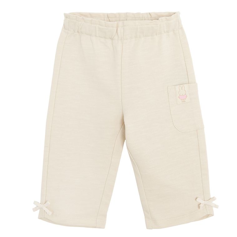 Cool Club, Spodnie dresowe dziewczęce, beżowe, Miffy