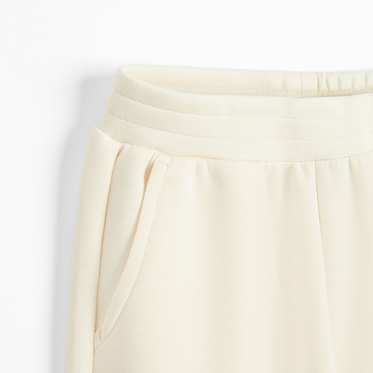 Cool Club, Spodnie dresowe dziewczęce, culotte, ecru