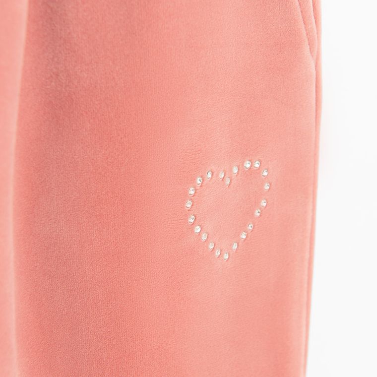 Cool Club, Spodnie dresowe dziewczęce, flare, welurowe, różowe