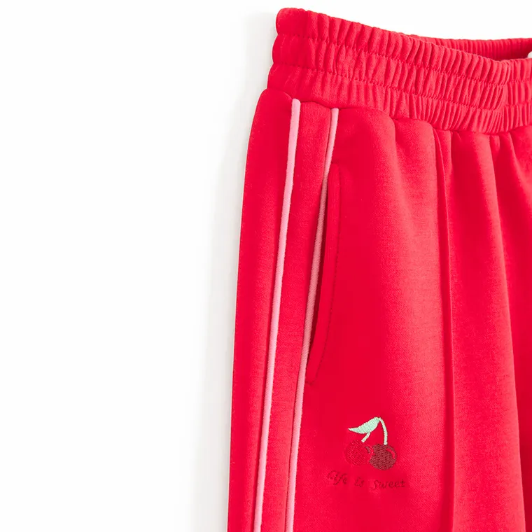 Cool Club, Spodnie dresowe dziewczęce, wide leg, czerwone