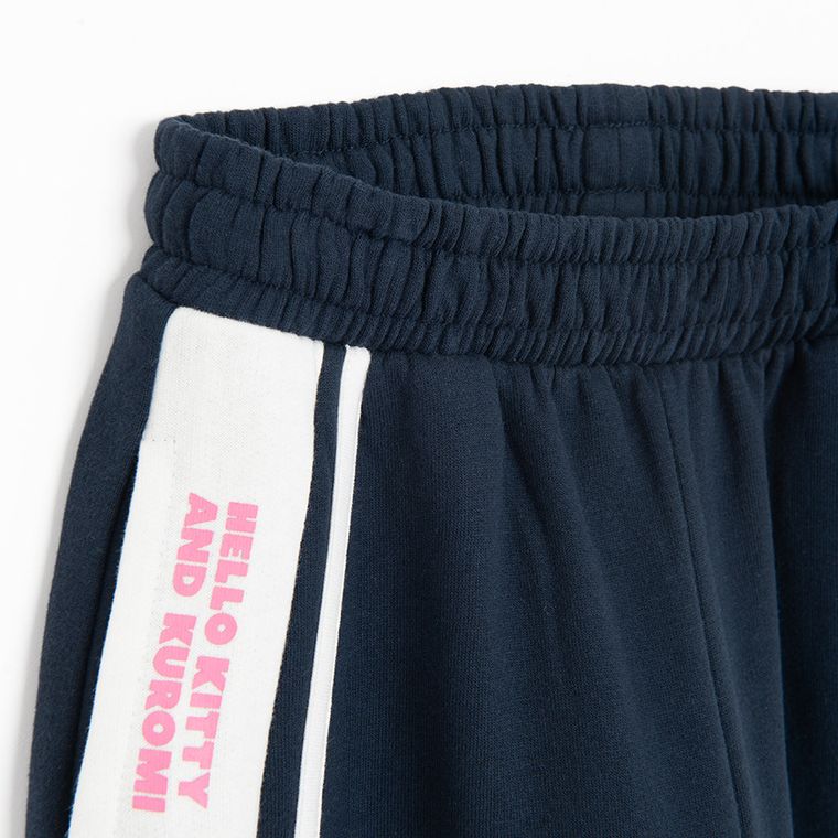 Cool Club, Spodnie dresowe dziewczęce, wide, ocieplane, granatowe, Hello Kitty and Friends