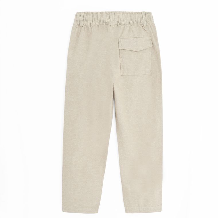 Cool Club, Spodnie materiałowe chłopięce, z lnem, relaxed, beżowe