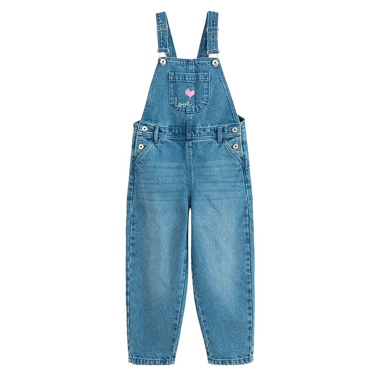 Cool Club, Spodnie ogrodniczki jeansowe dziewczęce, denim