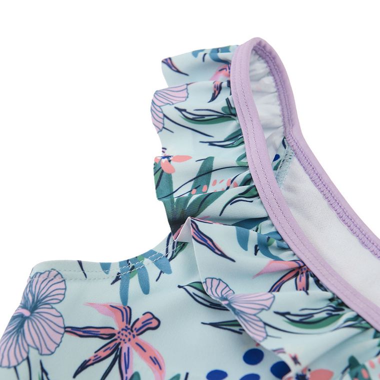 Cool Club, Strój kąpielowy dziewczęcy dwuczęściowy, kwiaty, liście