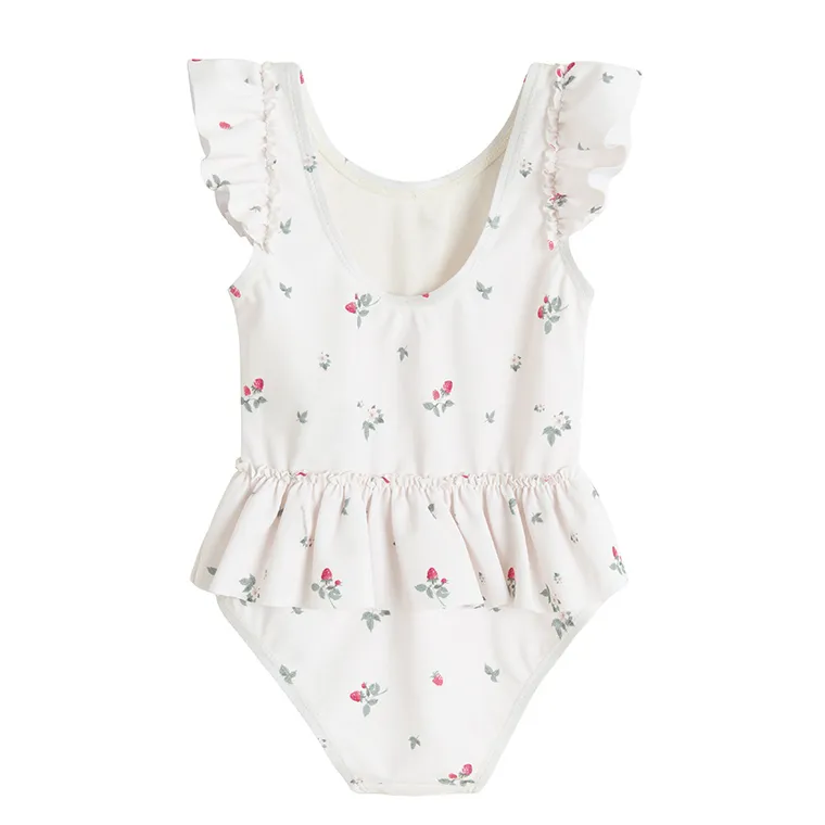 Cool Club, Strój kąpielowy dziewczęcy jednoczęściowy, UV 50, ecru