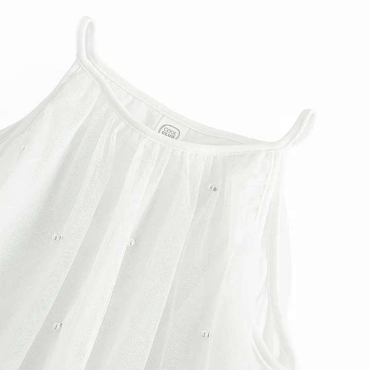 Cool Club, Sukienka dziewczęca na ramiączka, biała