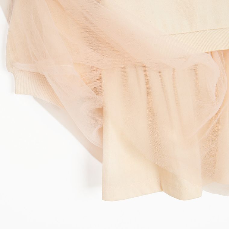 Cool Club, Sukienka dziewczęca z długim rękawem, beżowa, Kicia Kocia