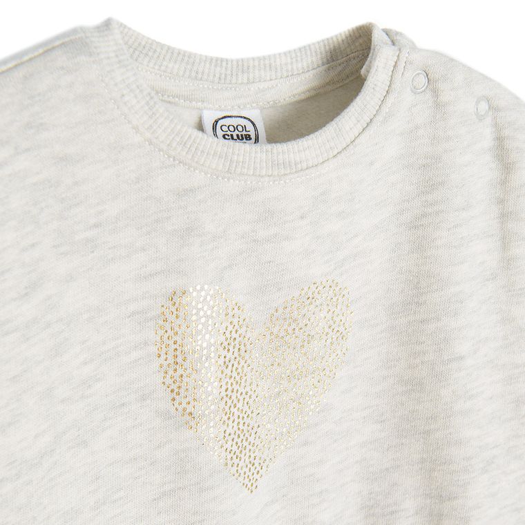 Cool Club, Sukienka dziewczęca z długim rękawem, beżowo-grafitowa