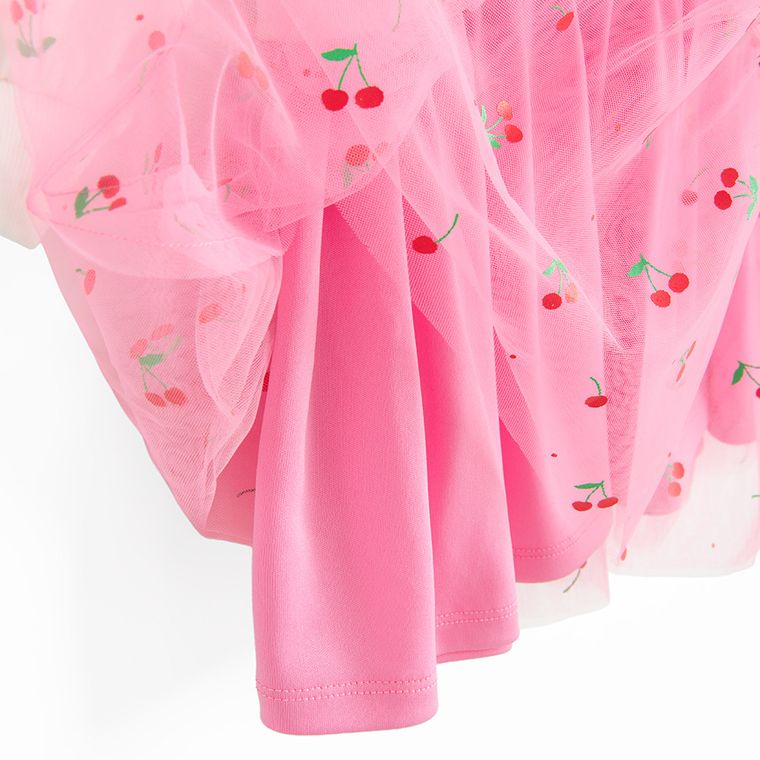 Cool Club, Sukienka dziewczęca z długim rękawem, biało-różowa