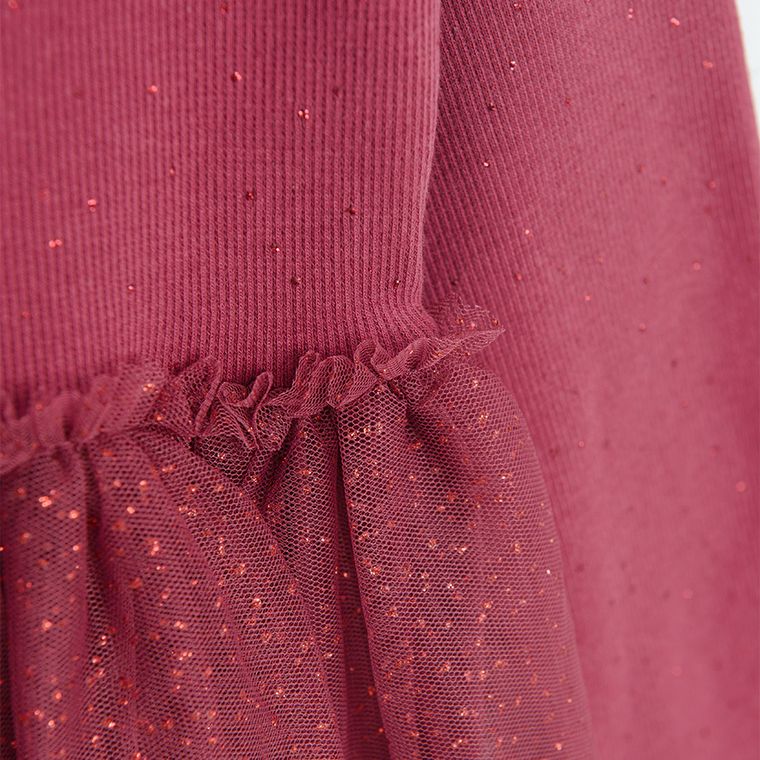 Cool Club, Sukienka dziewczęca z długim rękawem, bordowa