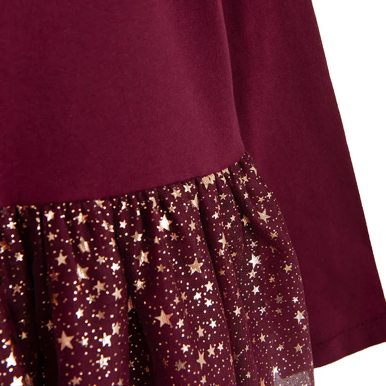 Cool Club, Sukienka dziewczęca z długim rękawem, bordowa
