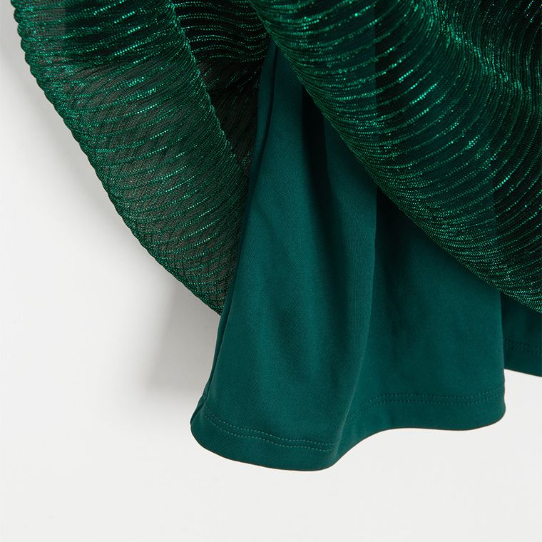 Cool Club, Sukienka dziewczęca z długim rękawem, ciemnozielona