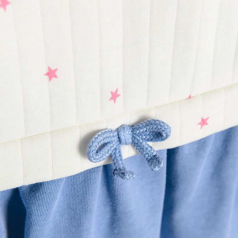 Cool Club, Sukienka dziewczęca z długim rękawem, ecru-fioletowa