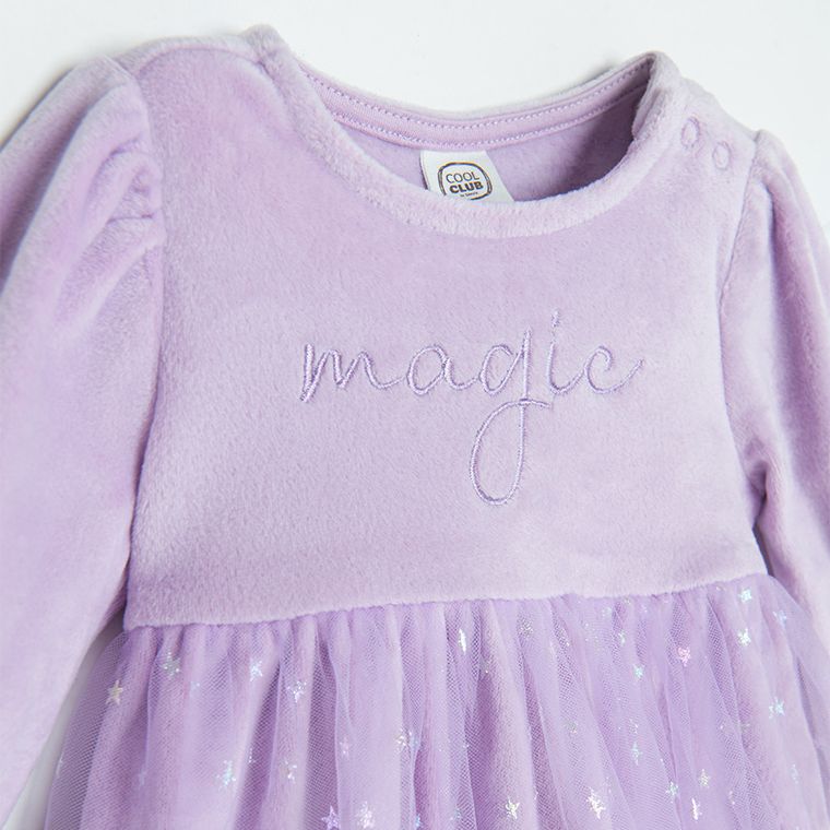 Cool Club, Sukienka dziewczęca z długim rękawem, fioletowa