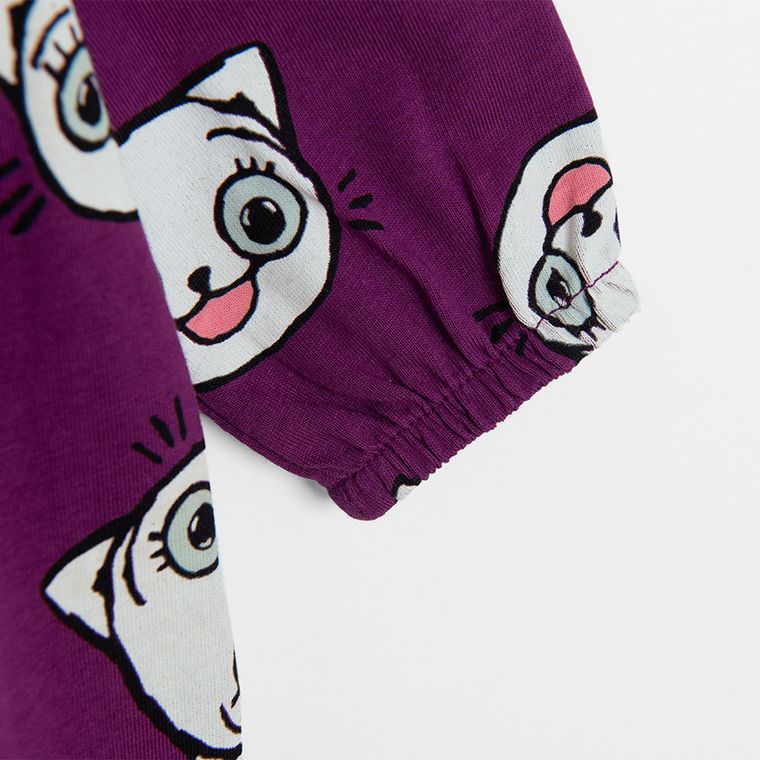 Cool Club, Sukienka dziewczęca z długim rękawem, fioletowa, Kicia Kocia