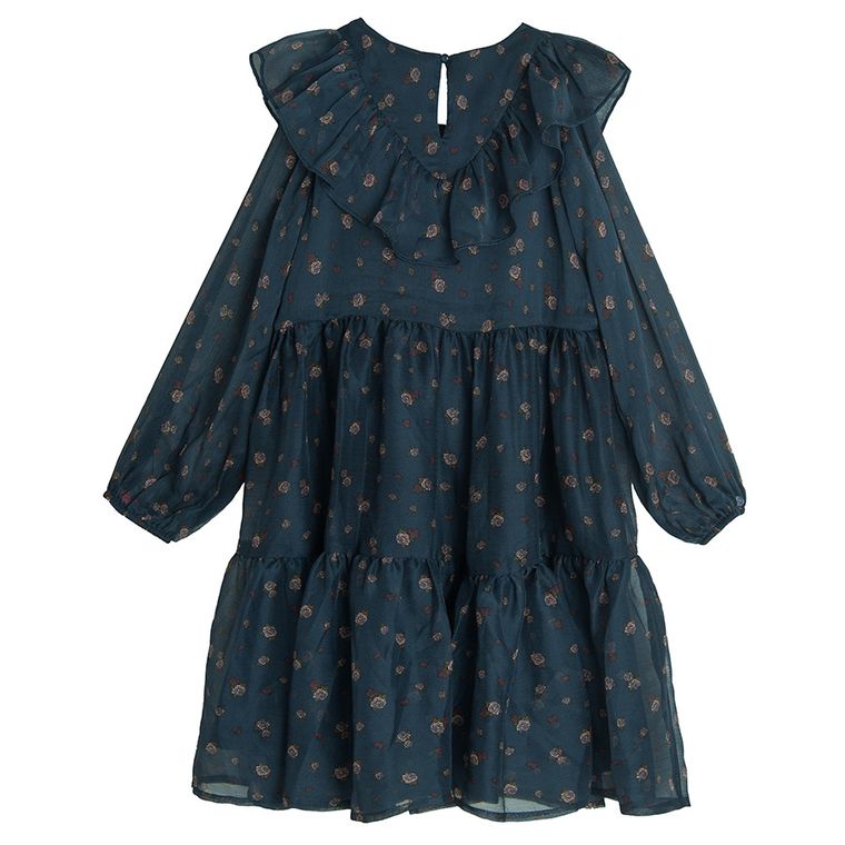 Cool Club, Sukienka dziewczęca z długim rękawem, granatowa