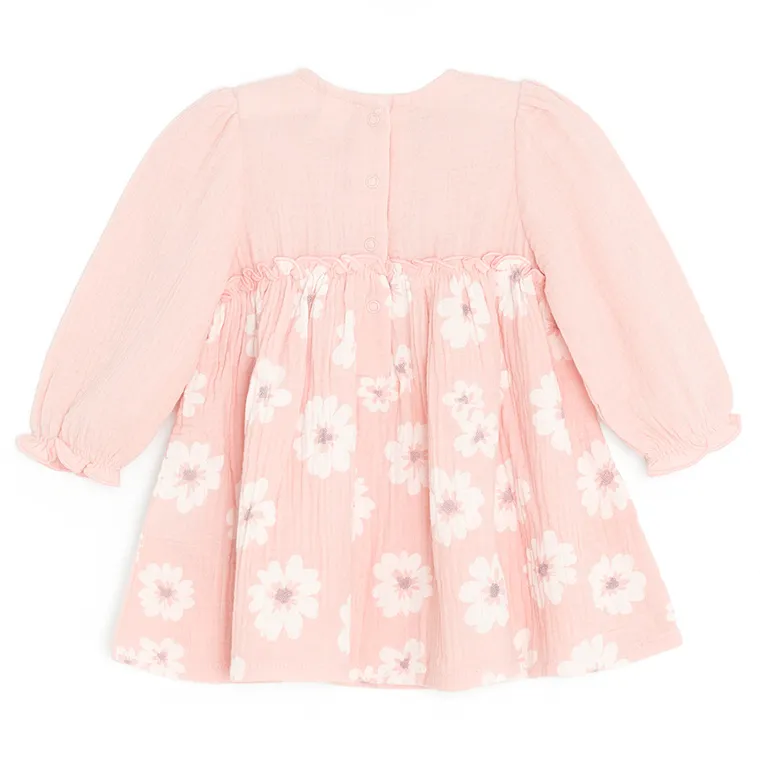 Cool Club, Sukienka dziewczęca z długim rękawem, muślinowa, różowa