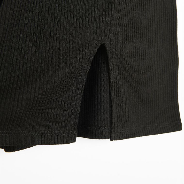 Cool Club, Sukienka dziewczęca z długim rękawem, prążkowana, czarna