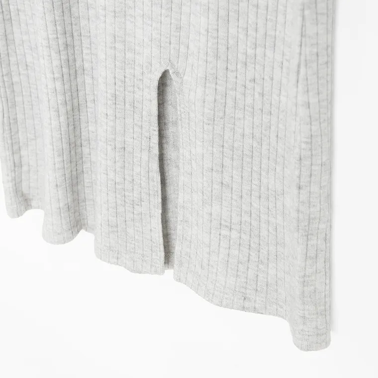 Cool Club, Sukienka dziewczęca z długim rękawem, prążkowana, szara melanż