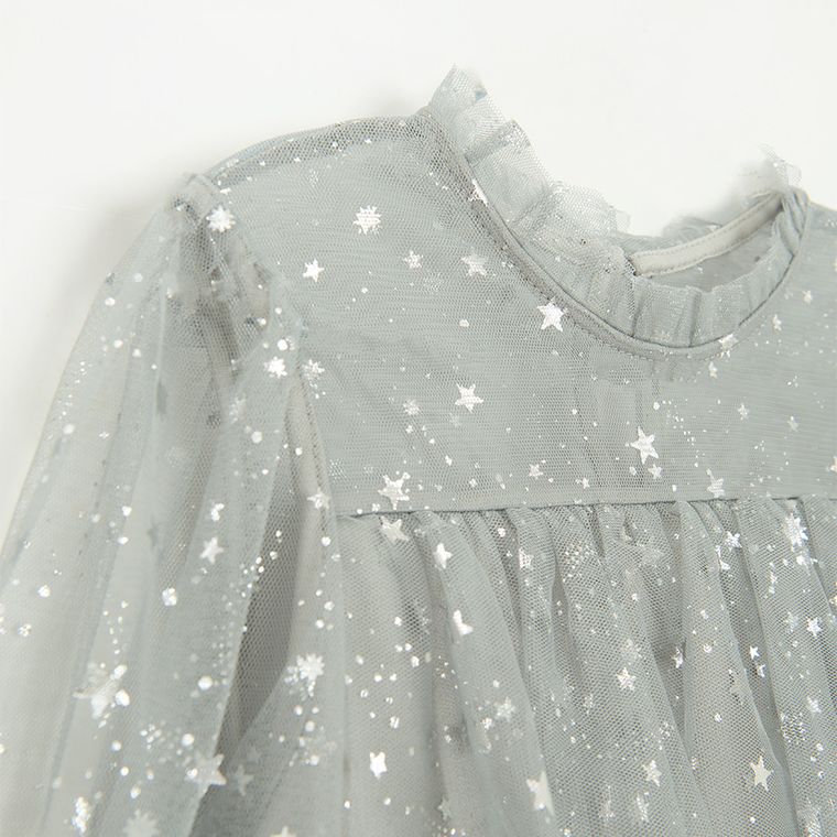 Cool Club, Sukienka dziewczęca z długim rękawem, szara