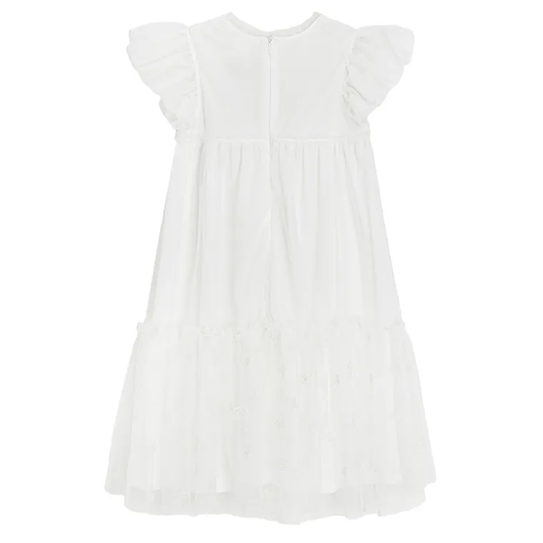 Cool Club, Sukienka dziewczęca z krótkim rękawem, biała