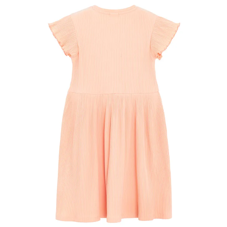 Cool Club, Sukienka dziewczęca z krótkim rękawem, prążkowana, pomarańczowa