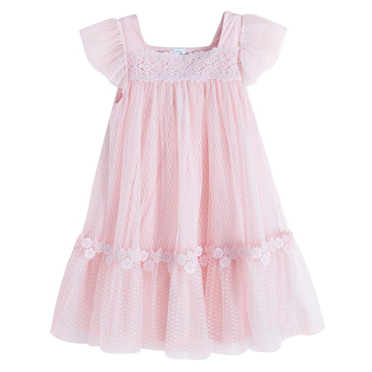 Cool Club, Sukienka dziewczęca z krótkim rękawem, różowa