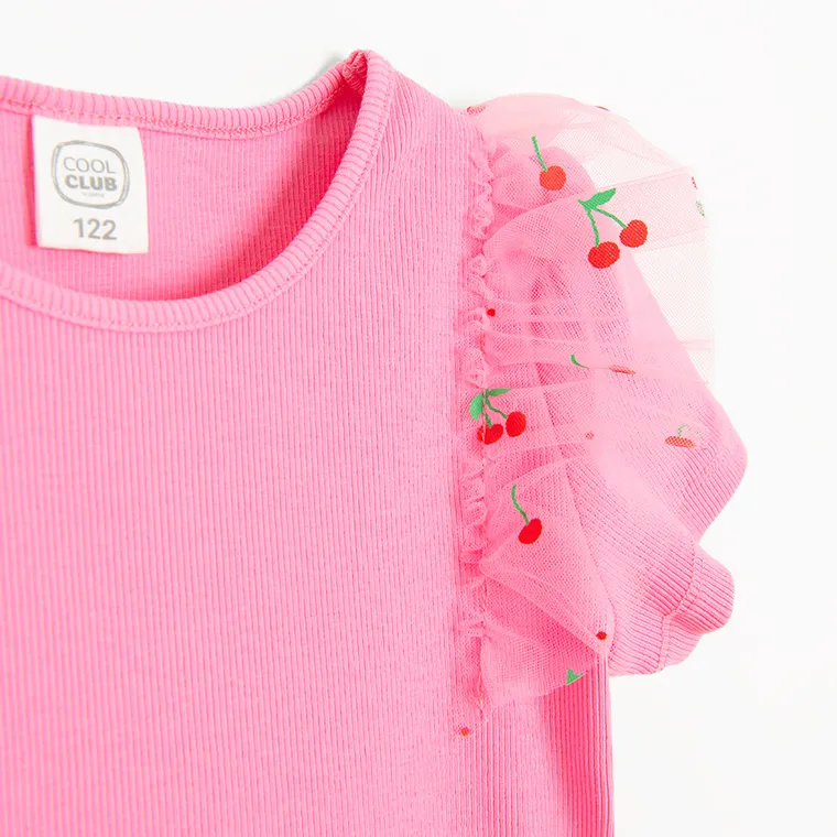 Cool Club, Sukienka dziewczęca z krótkim rękawem, różowa