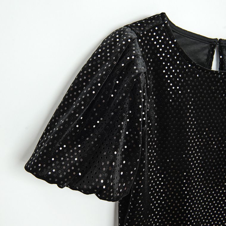 Cool Club, Sukienka dziewczęca z krótkim rękawem, welurowa, czarna