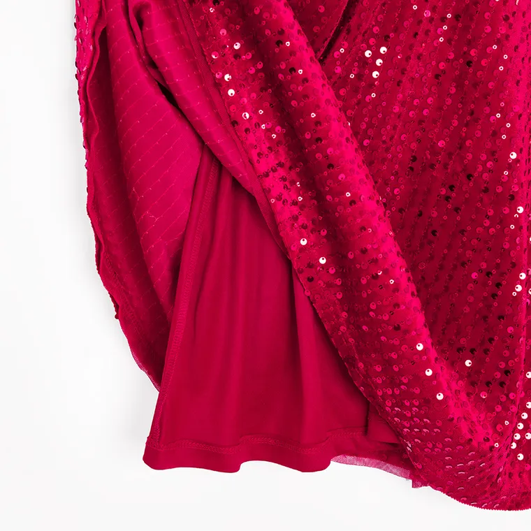 Cool Club, Sukienka dziewczęca z krótkim rękawem, welurowa, czerwona