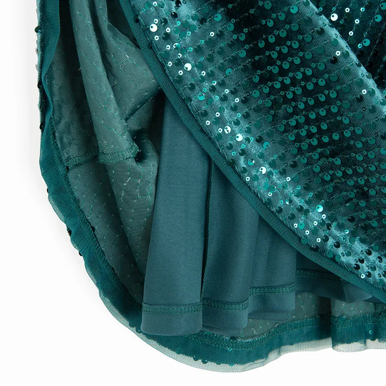 Cool Club, Sukienka dziewczęca z krótkim rękawem, welurowa, zielona