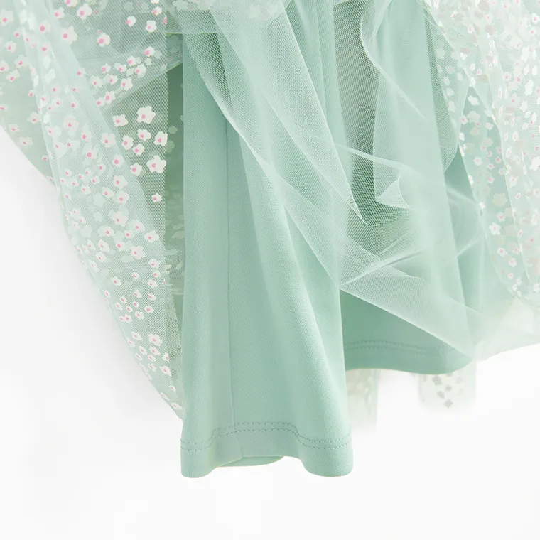 Cool Club, Sukienka dziewczęca z krótkim rękawem, zielona