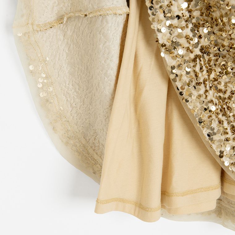 Cool Club, Sukienka dziewczęca z krótkim rękawem, złota