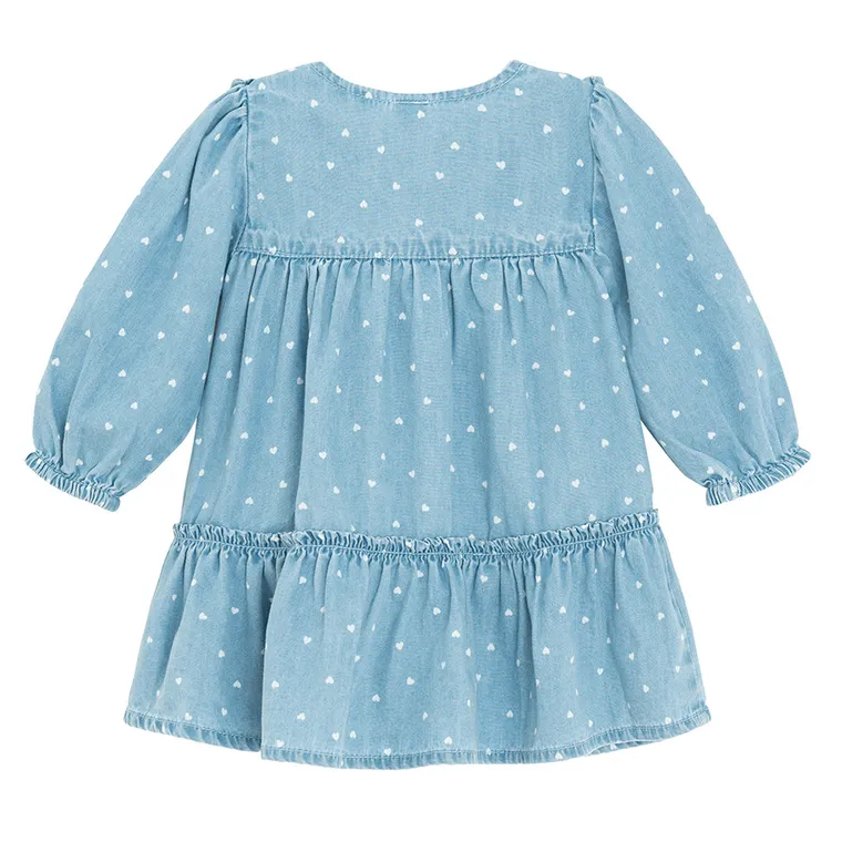 Cool Club, Sukienka jeansowa dziewczęca z długim rękawem, niebieska