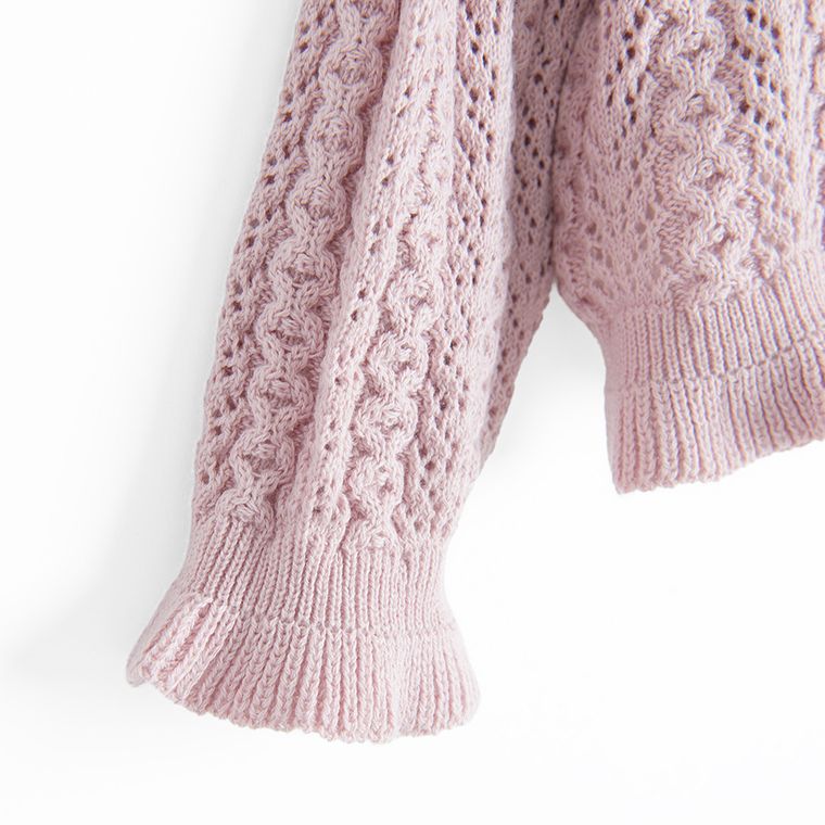 Cool Club, Sweter dziewczęcy, rozpinany, ażurowy, fioletowy