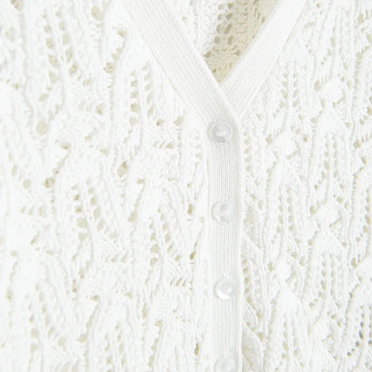 Cool Club, Sweter dziewczęcy, rozpinany, biały