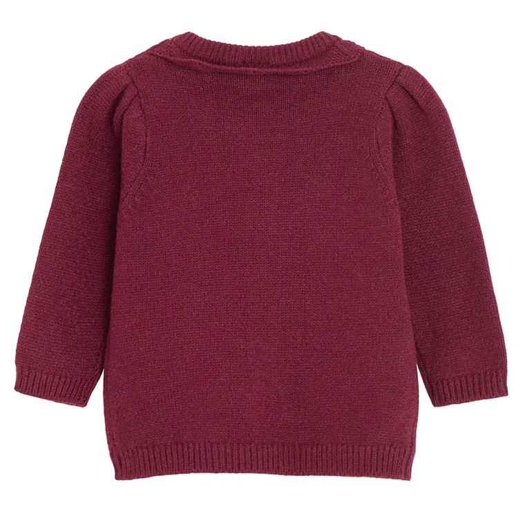 Cool Club, Sweter dziewczęcy, rozpinany, bordowy