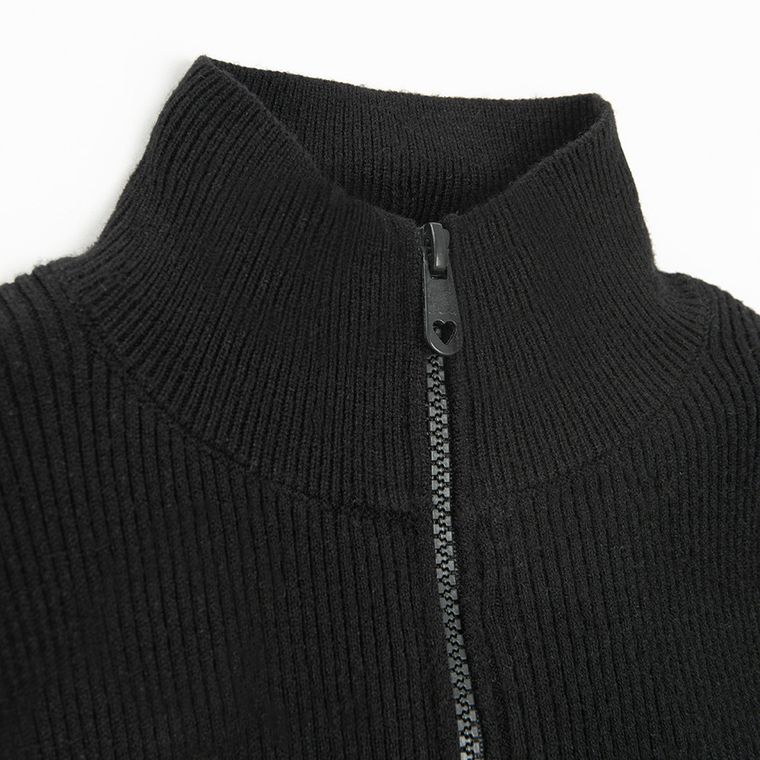 Cool Club, Sweter dziewczęcy, rozpinany, crop top, czarny