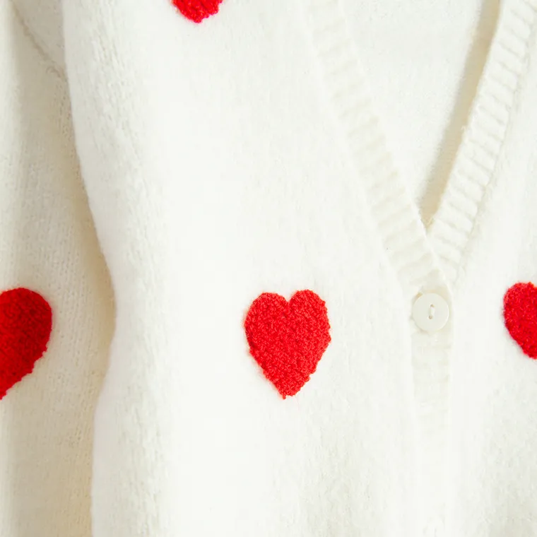 Cool Club, Sweter dziewczęcy, rozpinany, ecru