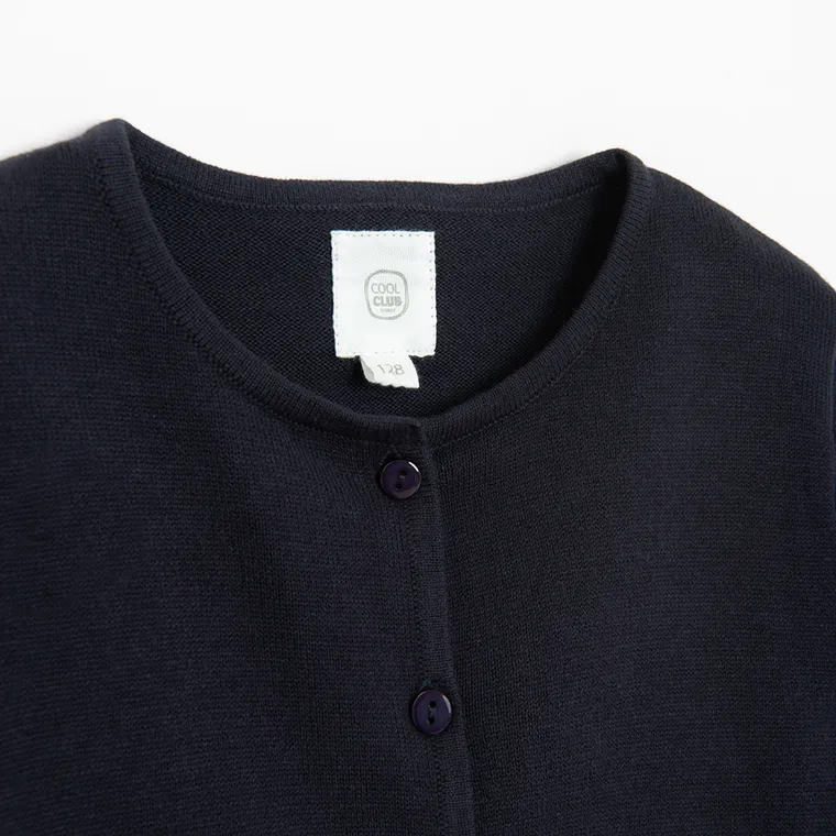 Cool Club, Sweter dziewczęcy, rozpinany, granatowy
