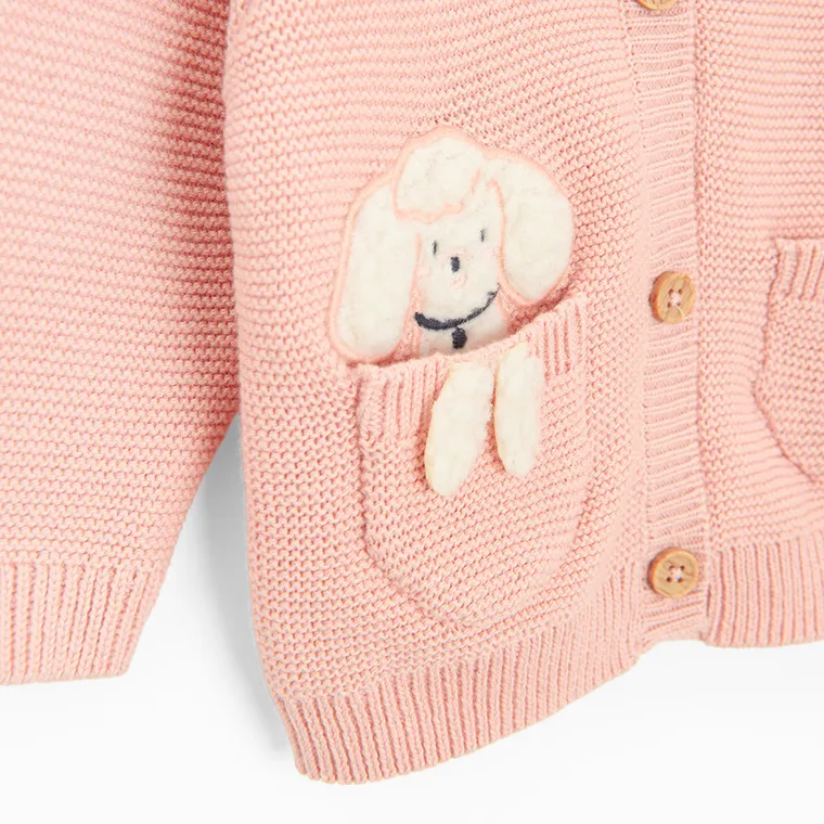 Cool Club, Sweter dziewczęcy, rozpinany, różowy